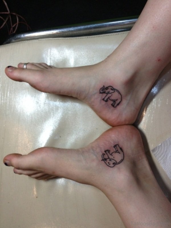 Two Little Elephant Tattoo On Ankle