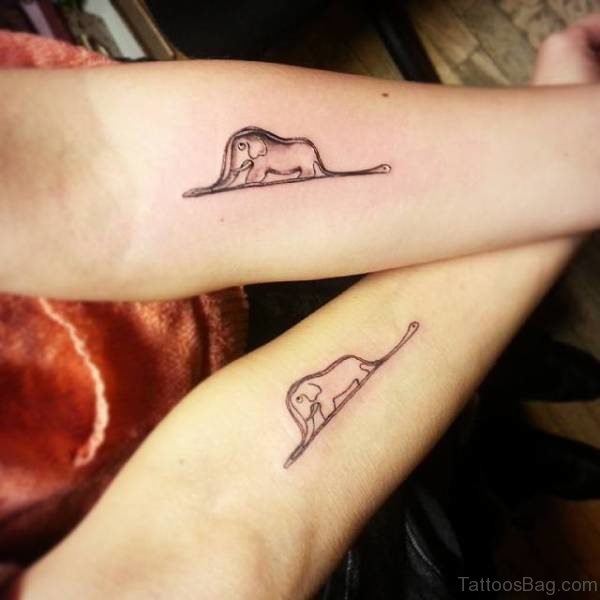 Two Matching Elephant Tattoo On Forearm