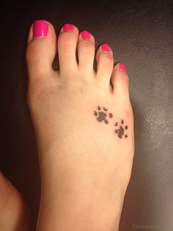 Two Paw Print Tattoo On Foot