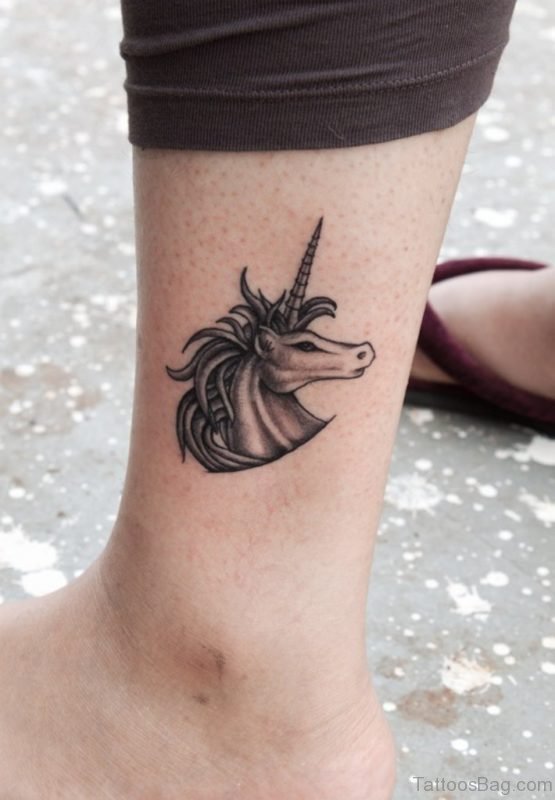 Unicorn Tattoo Design On Ankle TB1089