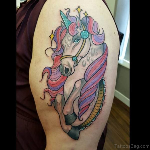 Unicorn Tattoo On shoulder 