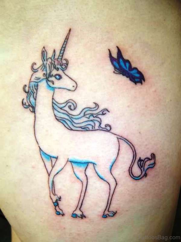 Unicorn With Butterfly Tattoo