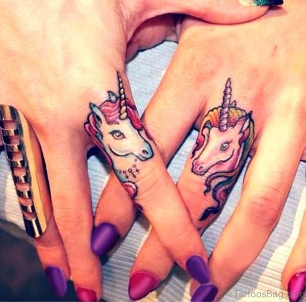 Unicorns Tattoo On Fingers