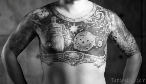 Unique Black Tattoo On Chest