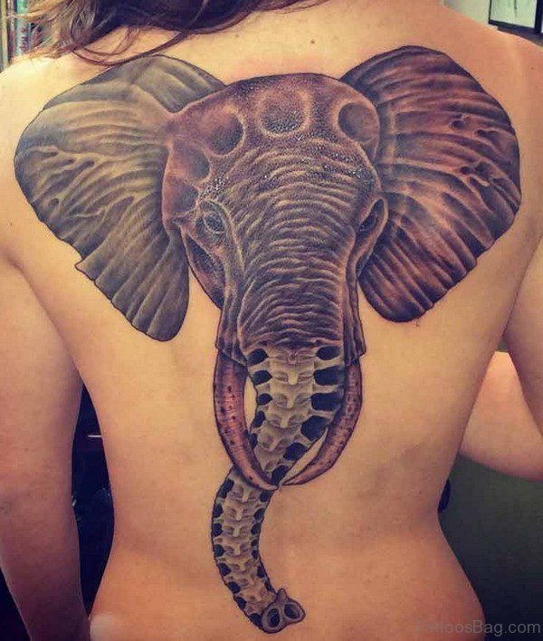 Unique Elephant Tattoo On Back