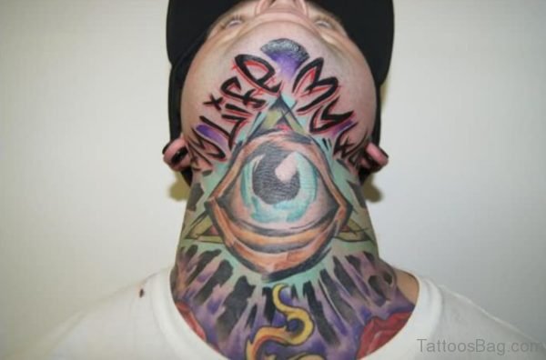 Unique Eye Tattoo On Neck