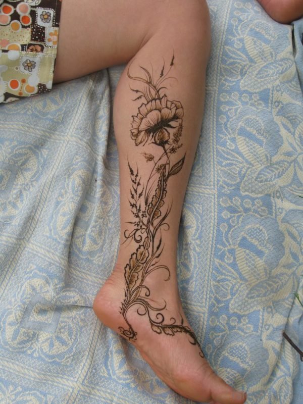 Unique Flower Ankle Tattoo