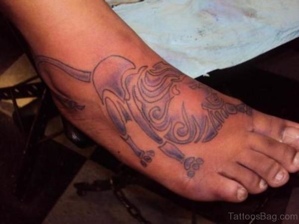 Unique Lion Tattoo On Foot