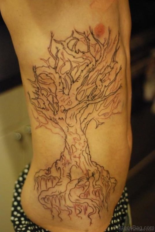 Unique Tree Tattoo On Rib