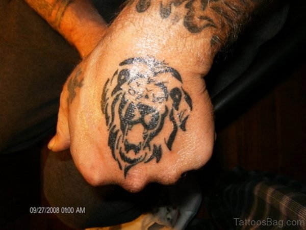 Unique Tribal Lion Tattoo On Hand