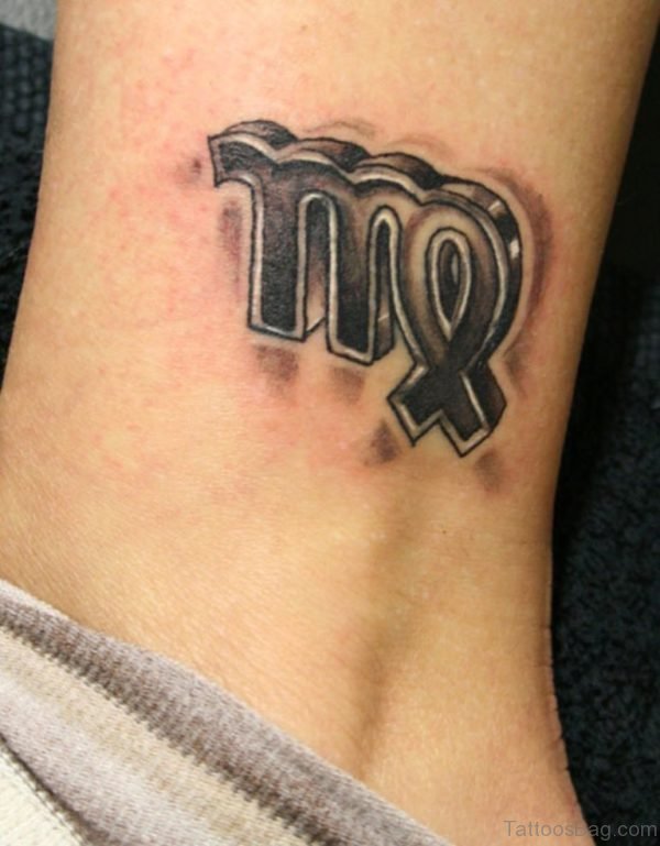 Virgo symbol tattoo on ankle
