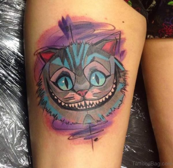 Watercolor Cheshire Cat Tattoo