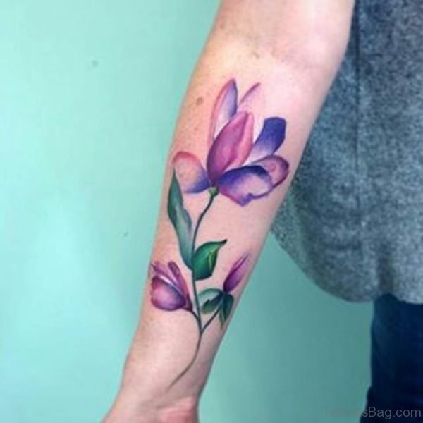 Watercolor Magnolias On Arm 