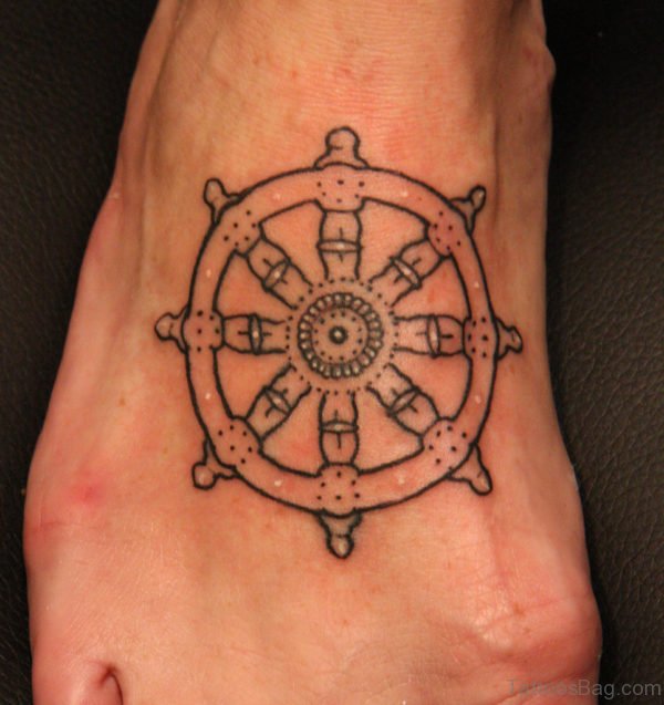 Wheel Tattoo On Foot 