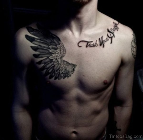 Wing Tattoo On Cehst