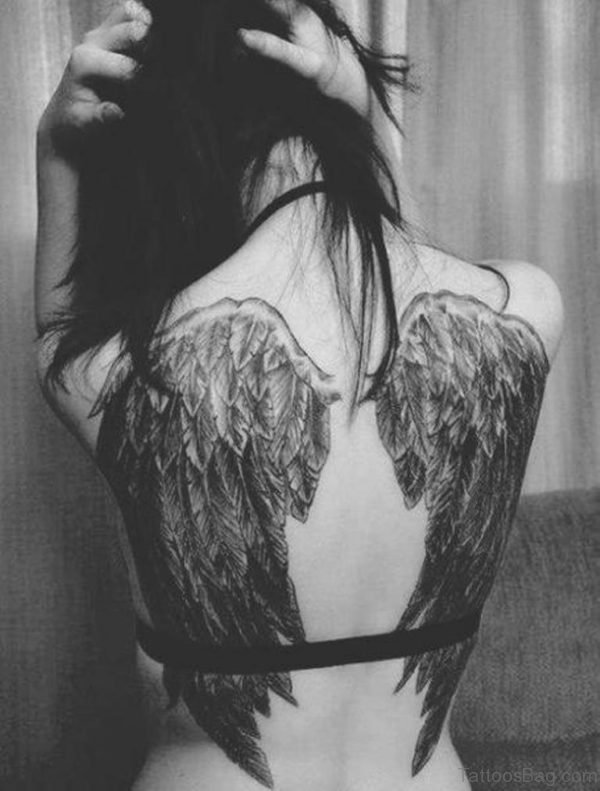 Wings Tattoo On Back 