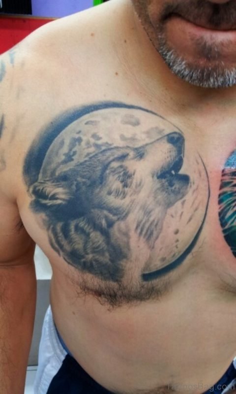 Wolf And Moon Tattoo