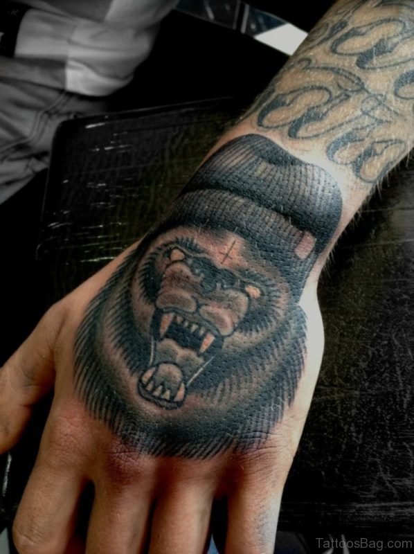 Wolf Tattoo On Hand 