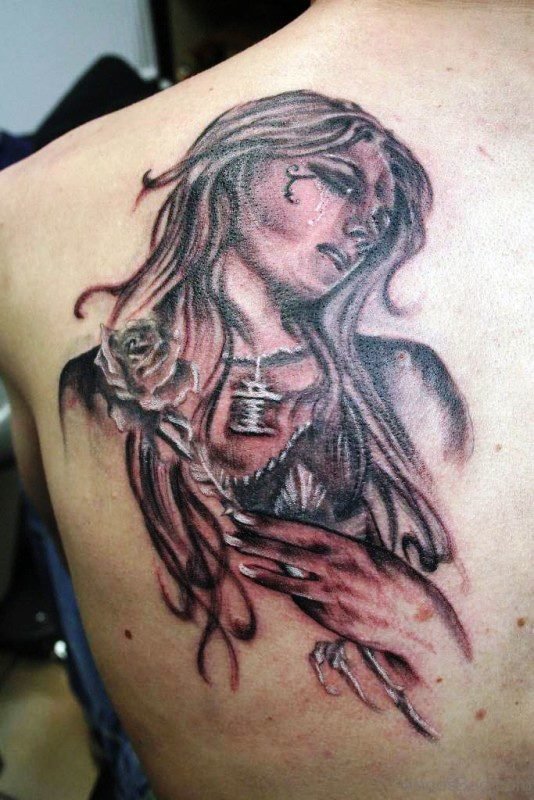 Women Tattoo On Back Shoulder