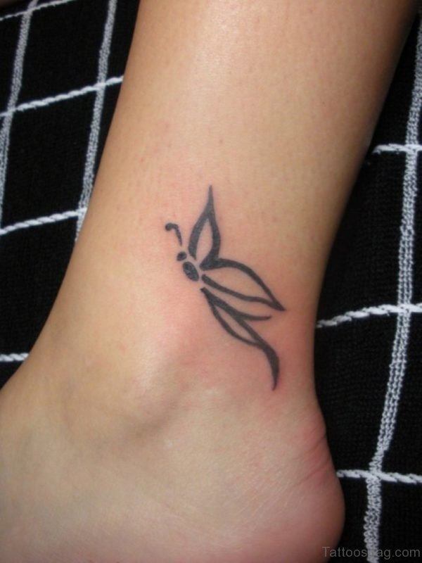 Womn Butterfly Ankle Tattoo