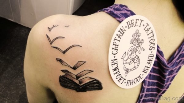 Wonderful Book Tattoo On Shoulder