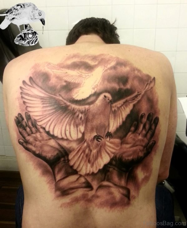 Wonderful Dove Tattoo On back