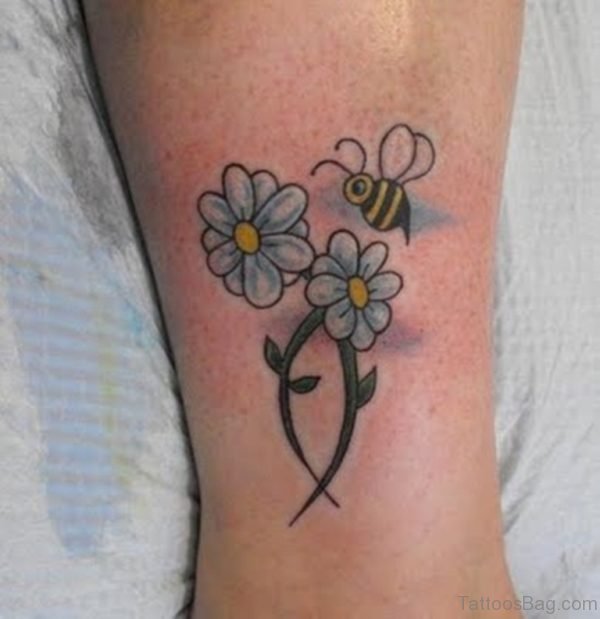 Wonderful Flower Tattoo On Ankle