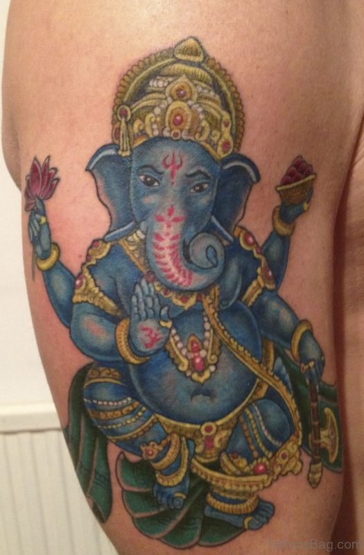 Wonderful Ganesha Tattoo Design On Shoulder