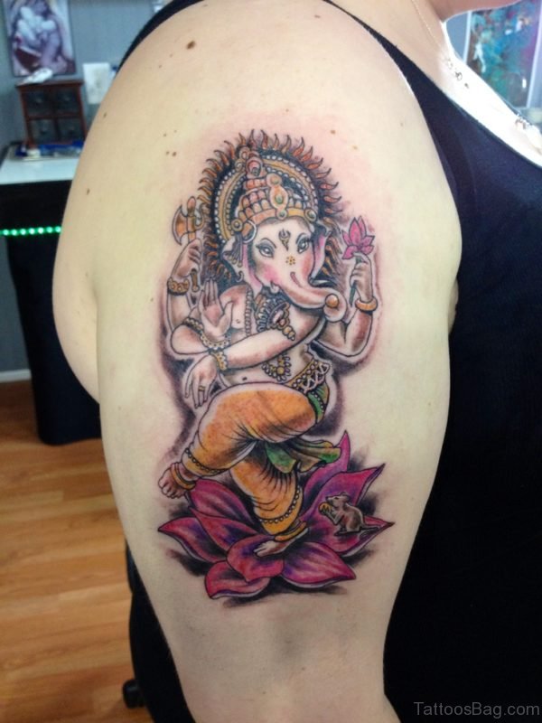 Wonderful Ganesha Tattoo On Shoulder
