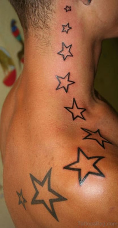 Wonderful Stars Neck Tattoo Design 