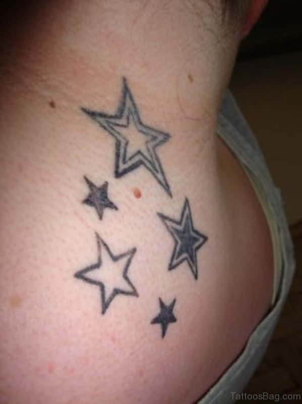 Wonderful Stars Neck Tattoo 