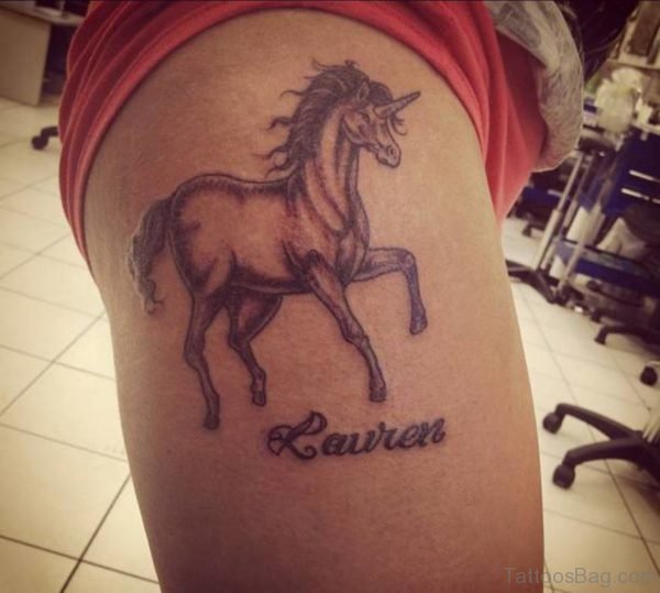 Word And Unicorn Tattoo