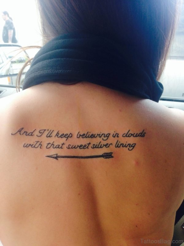 Wording And Arrrow Tattoo