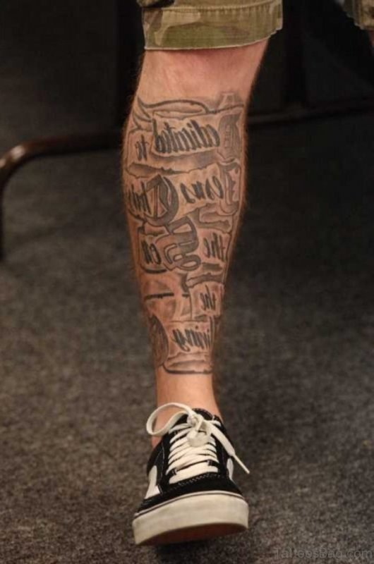 Wording Leg Tattoo 