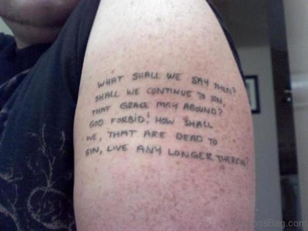 Wording Shoulder Tattoo 