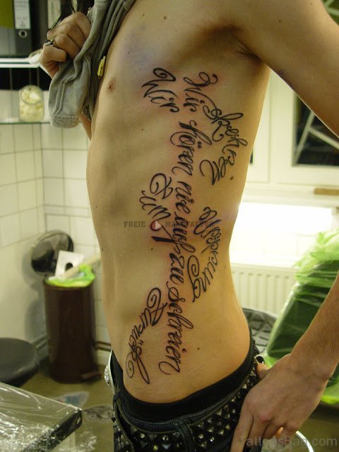 Wording Tattoo Design For Rib