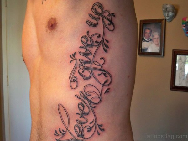 Wording Tattoo Design On Rib