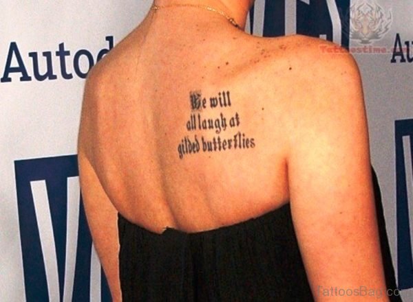 Wording Tattoo On Shoulder Back
