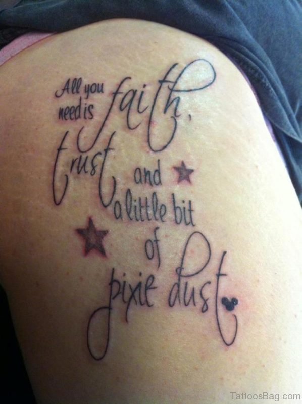 Words Tattoo On Thigh