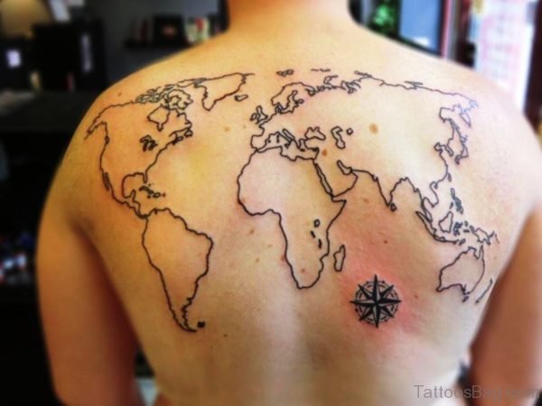 World Map Tattoo On Back