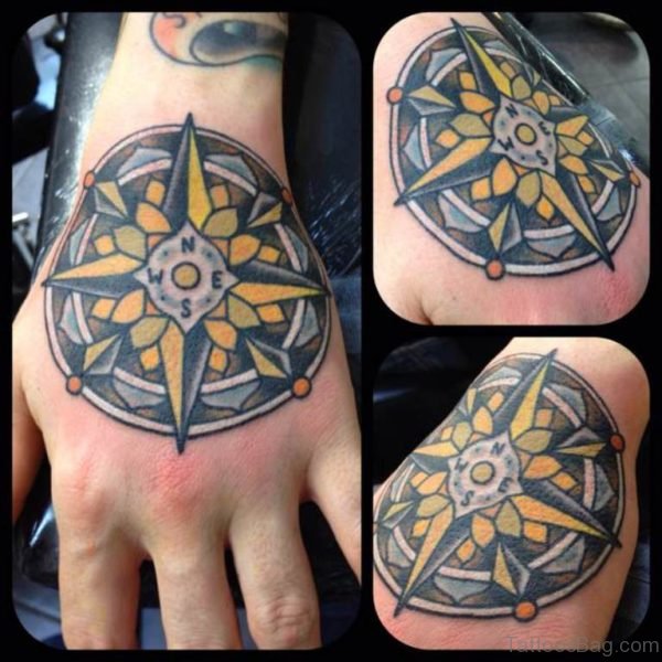 Yellow Compass Tattoo