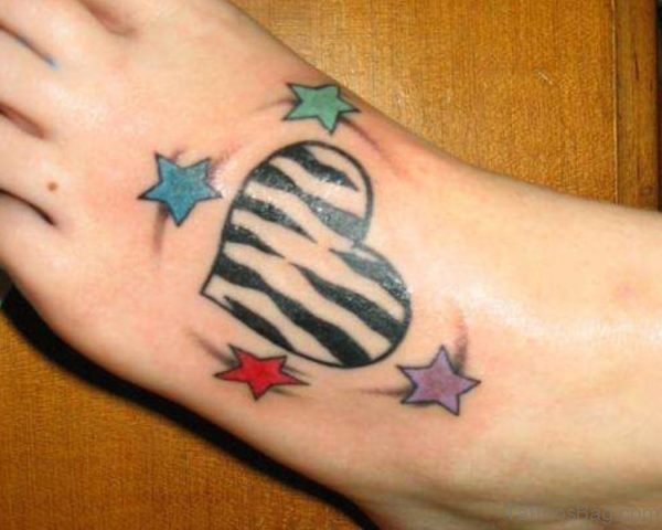 Zebra Heart And Star Tattoo