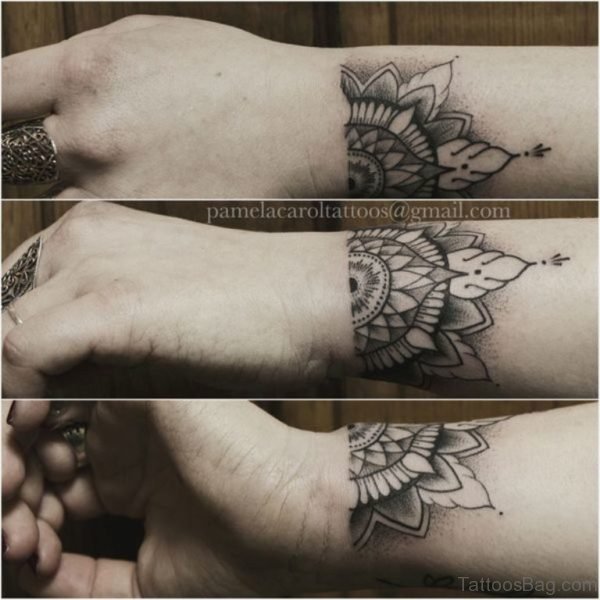 Funky Mandala Tattoo On Wrist 