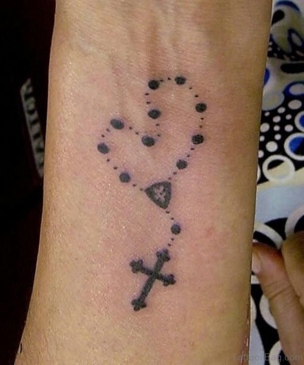 Heart And Rosary Tattoo
