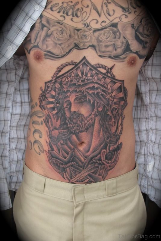 Jesus Tattoo Design On Stomach