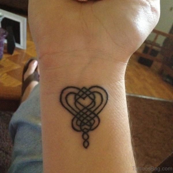 Knot Heart Tattoo On Wrist 