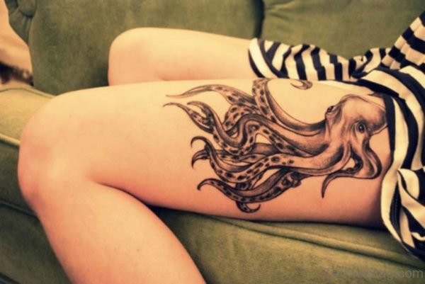 Octopus Tattoo On Thigh 