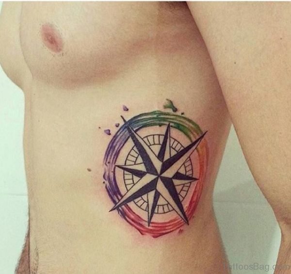 Compass Tattoo Design On Rib 