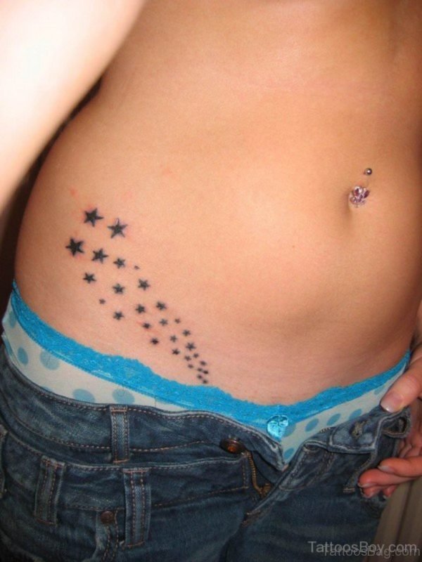 Stylish Star Tattoo Design On Waist