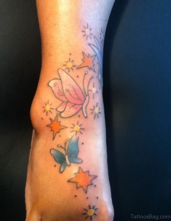 Abstract Butterfly And Star Tattoo